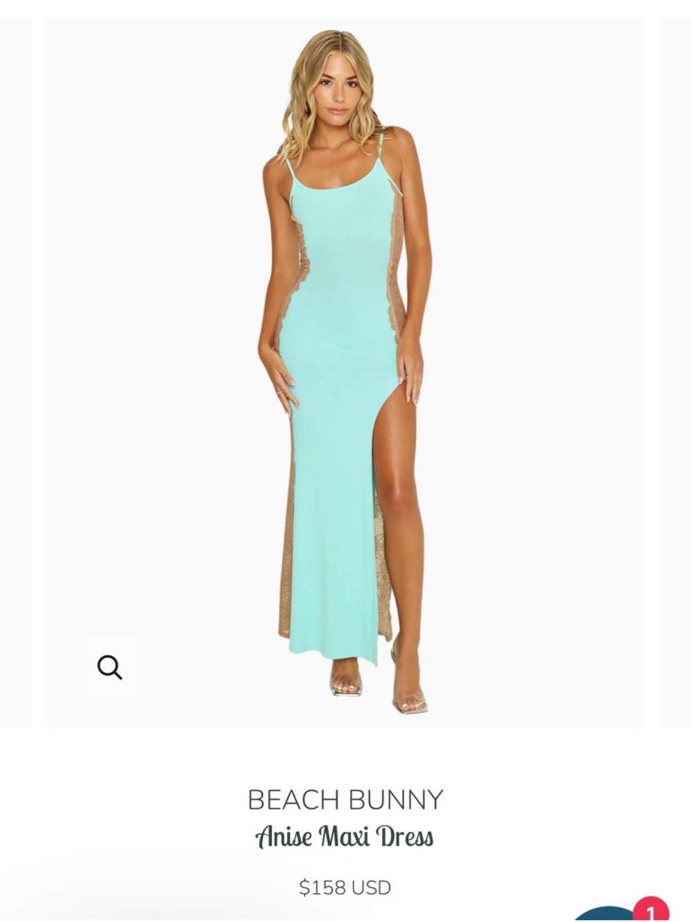 Beach Bunny Mint Maxi Dress with Gold Panels